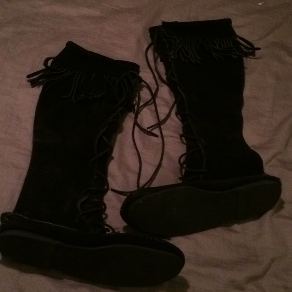 Genuine Suede Black Moccasin Boot